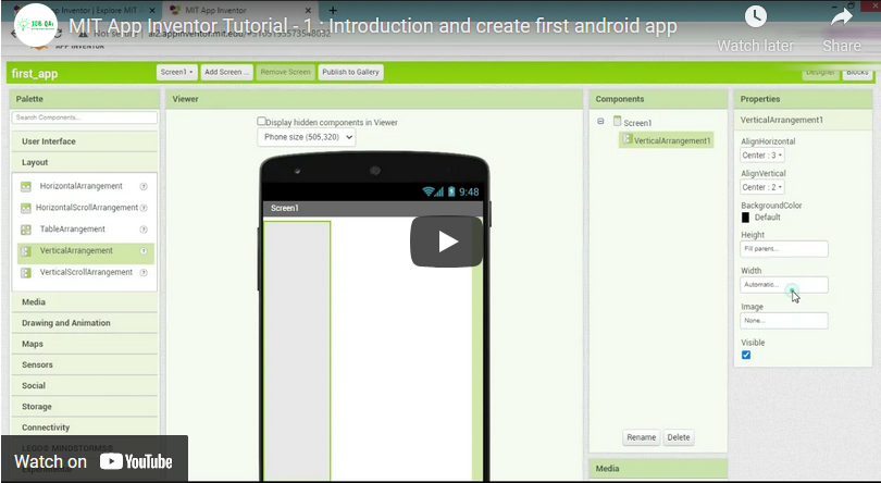 Mit App Inventor Tutorial 1 Introduction And Create First Android App Job Qas 1500